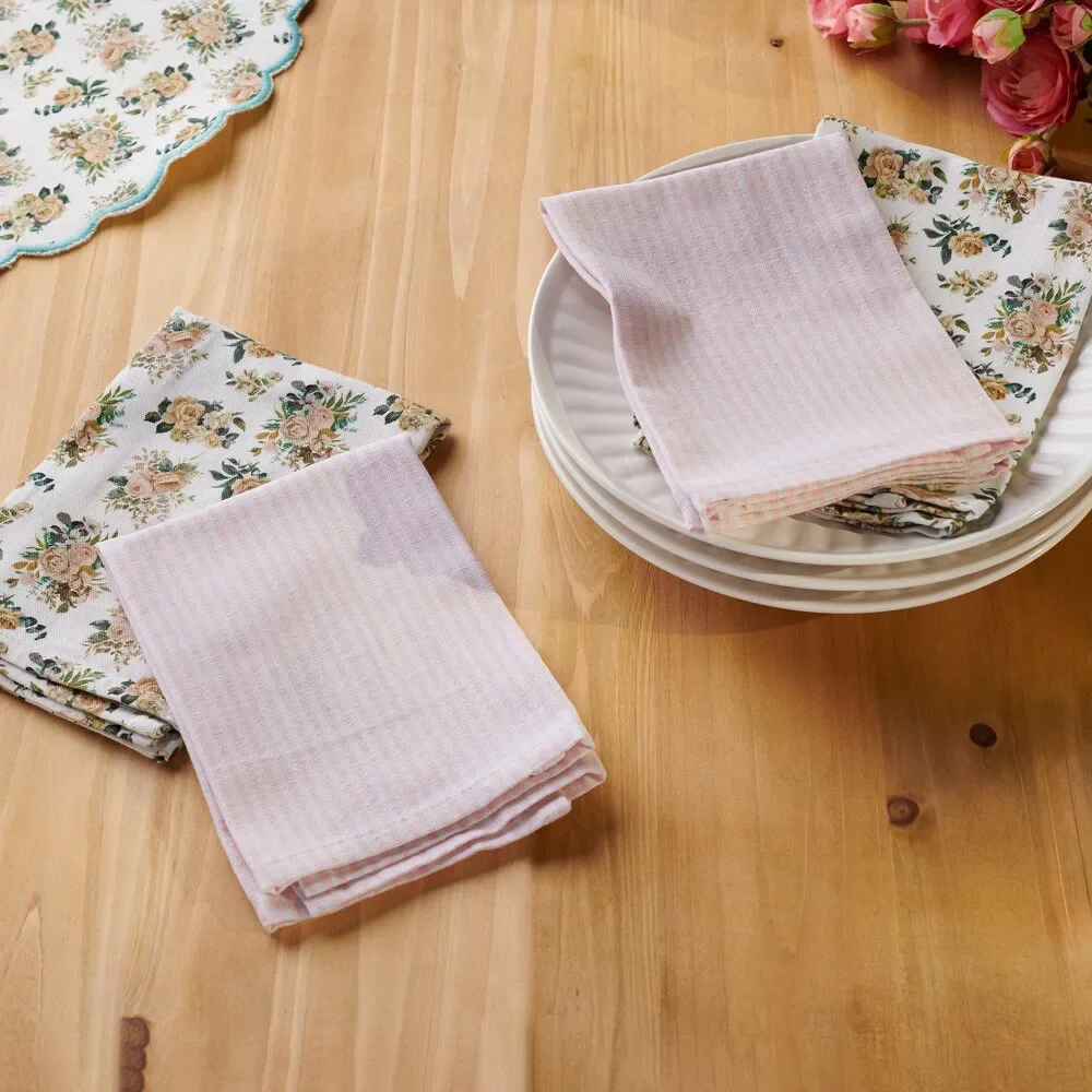 Cabbage Rose Cotton Linen Napkin Set of 4 | 15